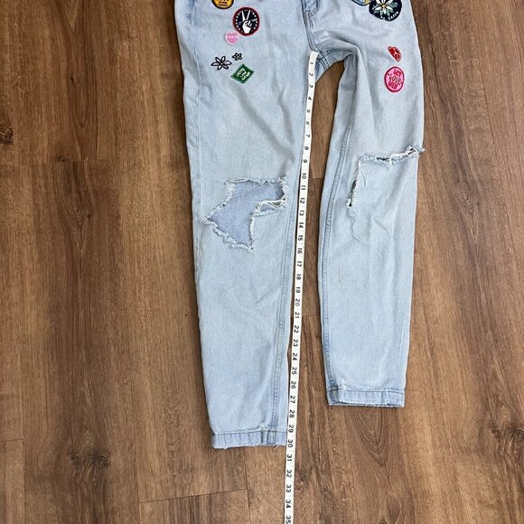 Divided Boyfriend Fit Patches Slim Low Jeans Sz 10 - Picture 10 of 15